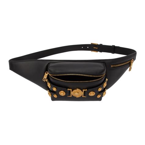 versace black belt bag|Versace collection evening bag.